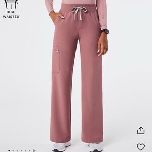 Figs High-Waisted Isabel Wide Leg Scrub Pants in Mauve